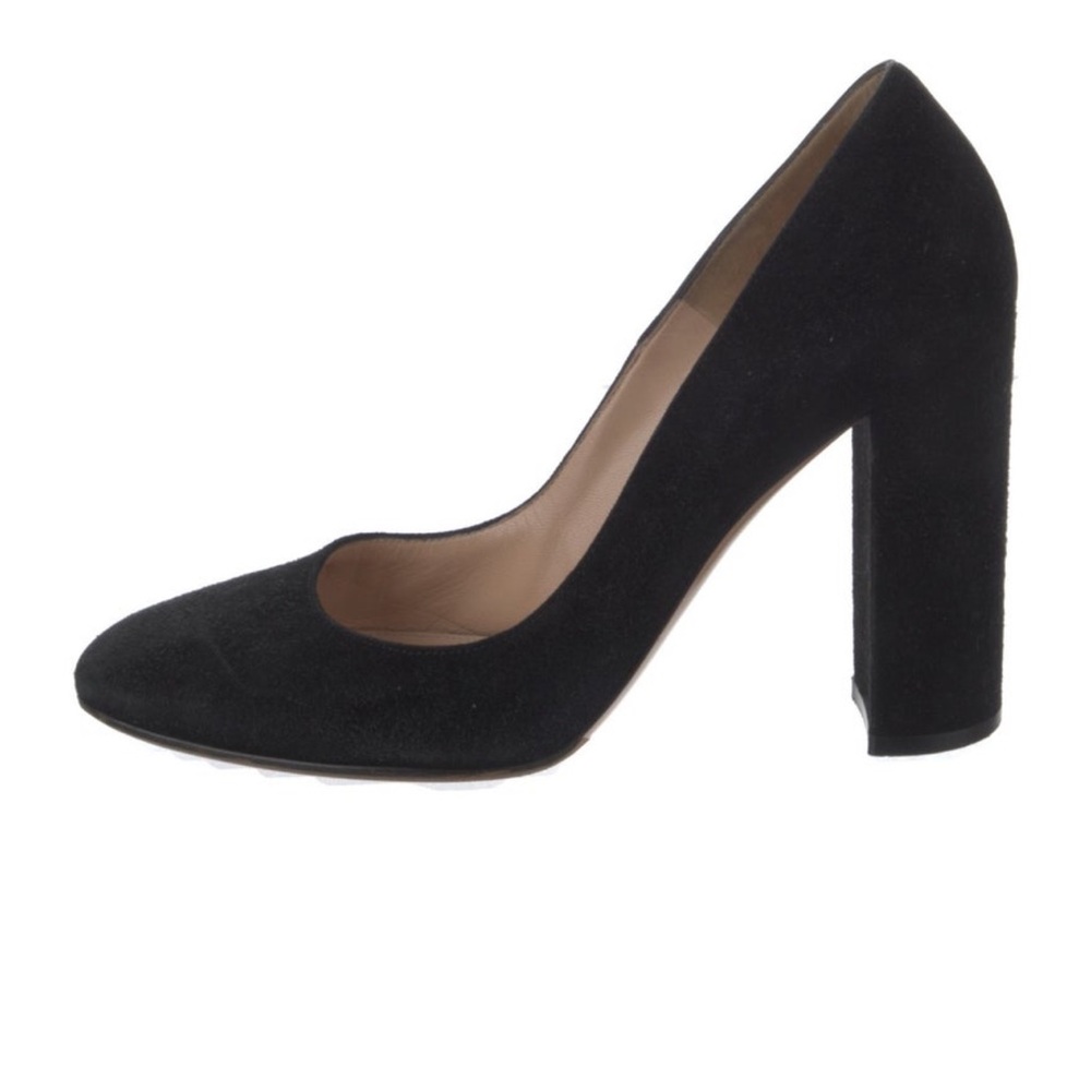 Gianvito Rossi Black Suede Round toe block heel pumps size 38